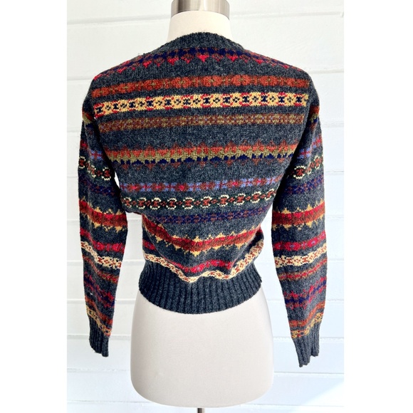 Cute VINTAGE Wool Blend Fair Isle Crew Neck Sweater - Petite S - Picture 4 of 10